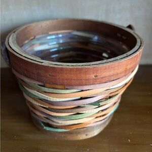 Rustic Woven Basket with Multicolor Accents